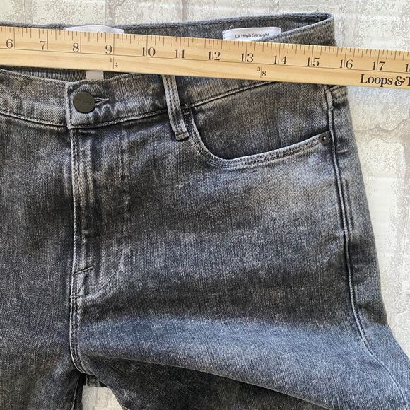 Frame Le High Straight Leg Jeans Silver Strike Split Hem Frayed Denim Sz 30 - Picture 5 of 13